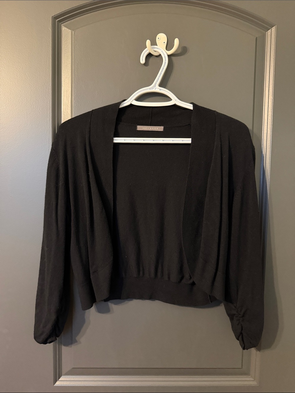 Black Open-Front Women's Sweater Cropped Cardigan